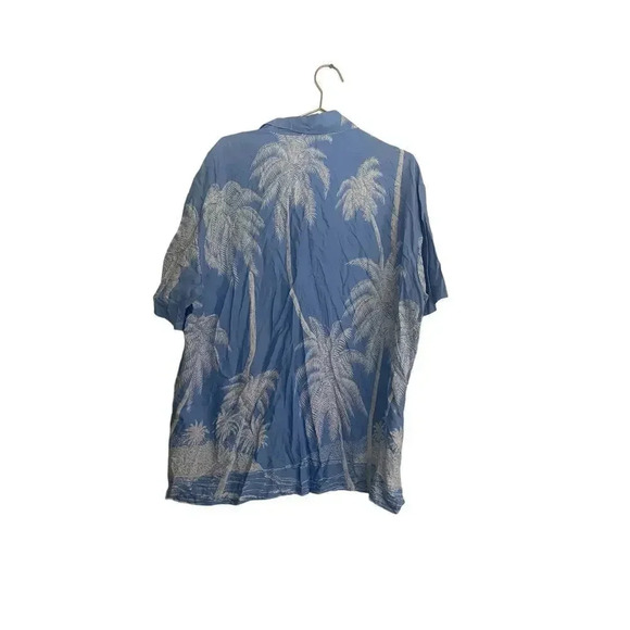 NWT Tori Richard Blue Hawaiian Print Short Sleeves Button Down Shirt Size 2XL - Picture 2 of 4